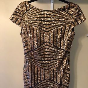 Gold and Black Sequin Dress
